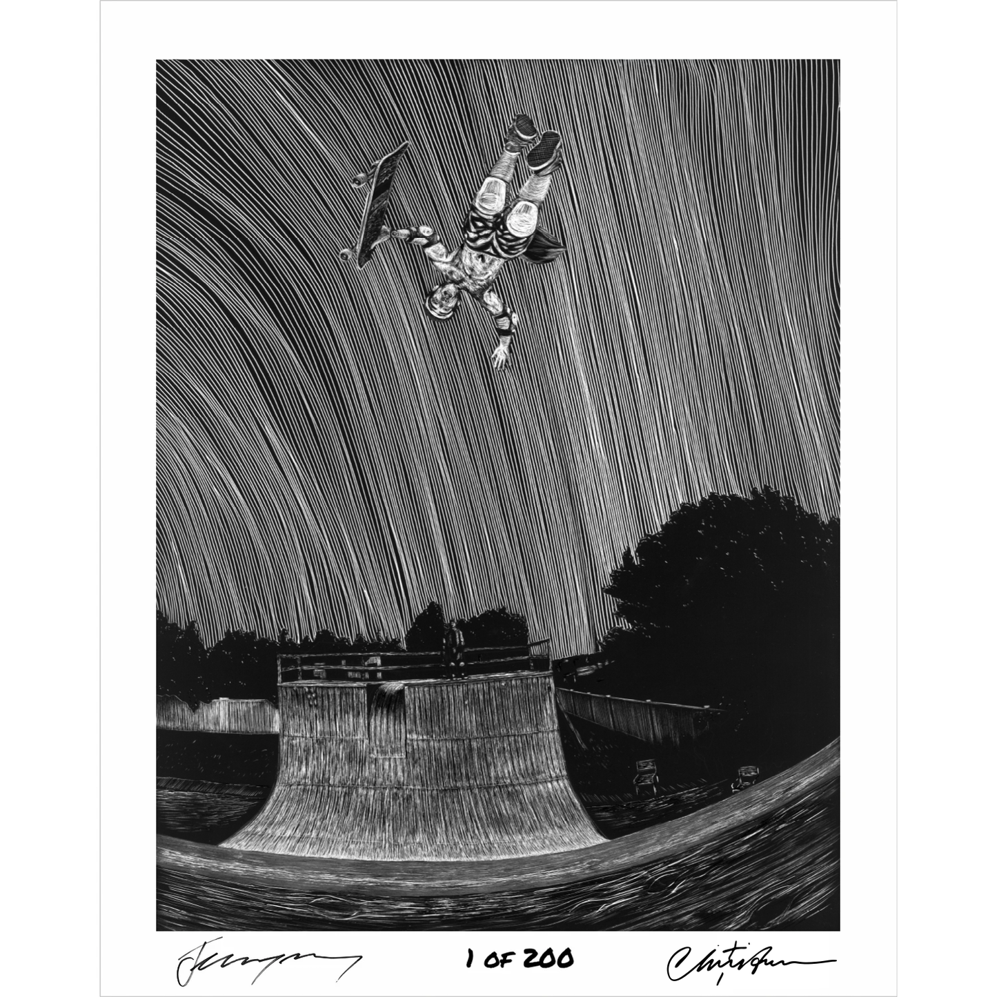 Limited Edition Christian Hosoi & Jeremy Wray 'Perfect Ramp’ Christ Air Autographed Lithographic Print – 16×20