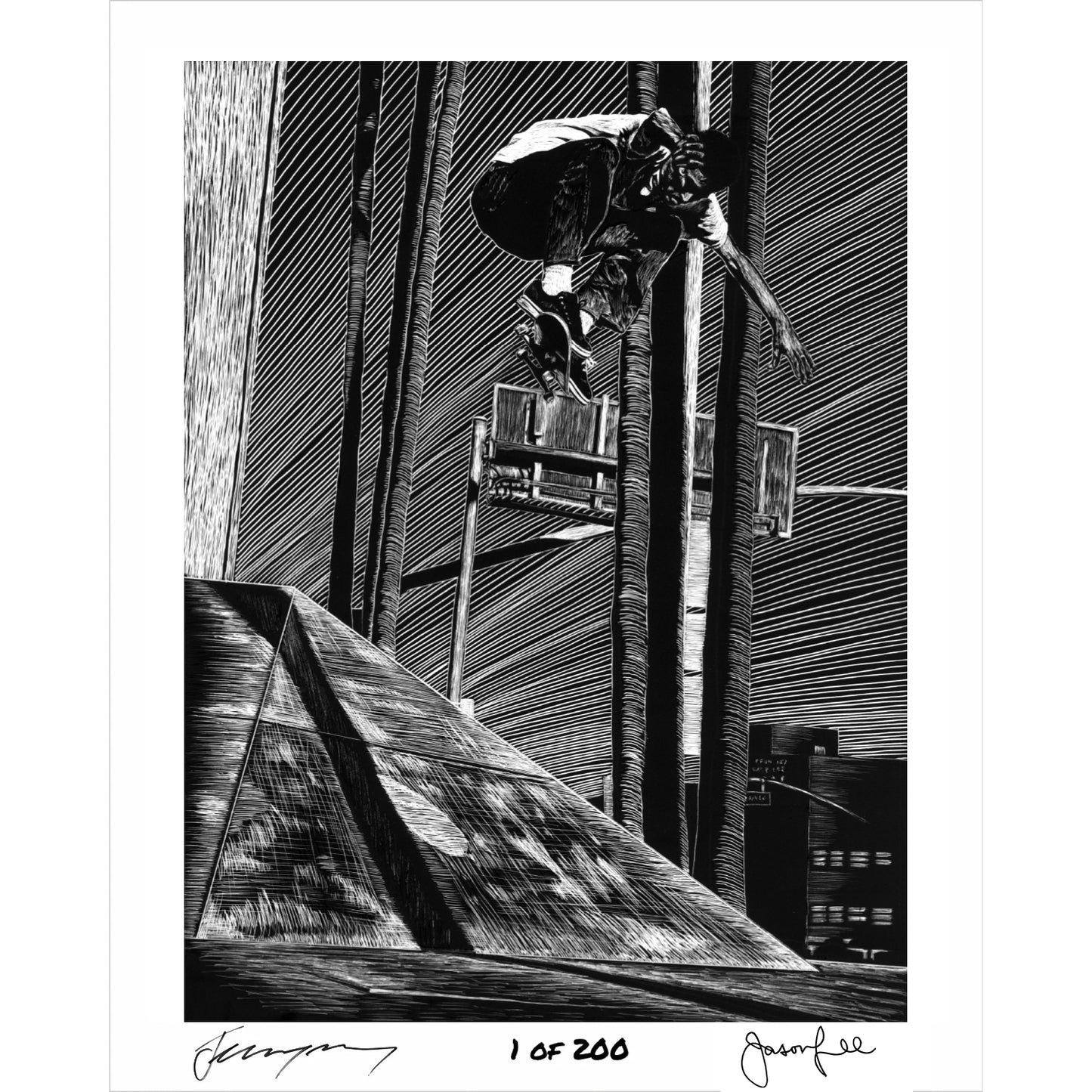 Jason Lee 'Backside Ollie Santa Monica' Autographed Lithographic Print – 16×20 | Jeremy Wray Artist Series