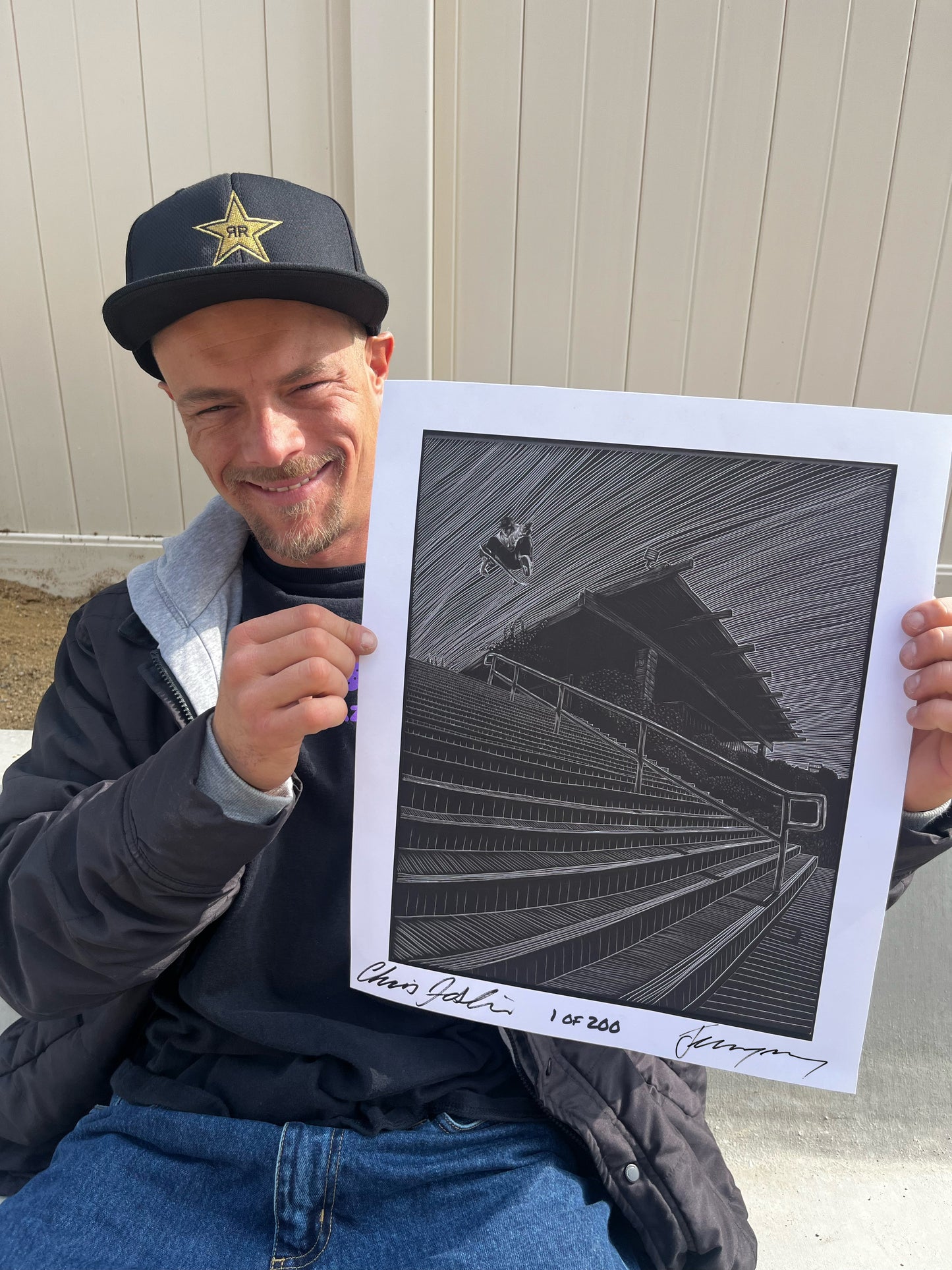 Baraja histórica autografiada y dibujada a mano de Jeremy Wray "Water Tower Ollie"