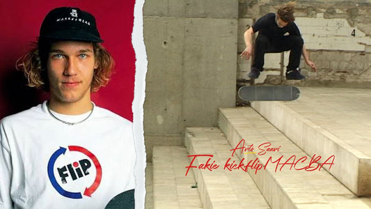 Arto Saari Fakie Kickflip MACBA 4 — Jeremy Wray Artist Series scratch art print and deck, Storied Skateboarding