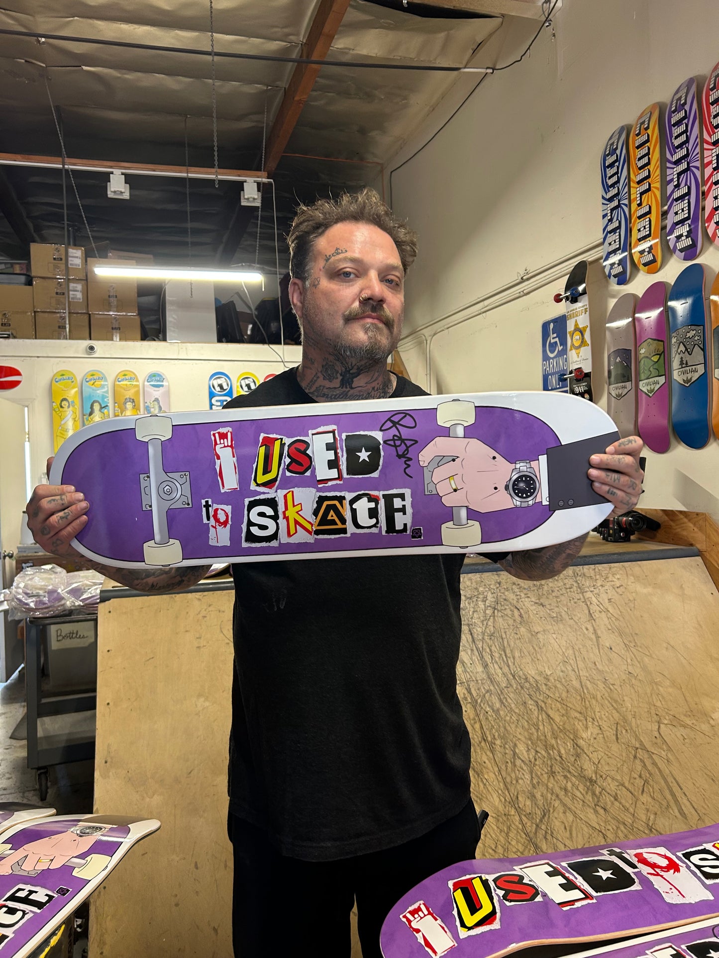 Limited Edition Bam Margera Autographed 'I Used to Skate' Mall Grab Board