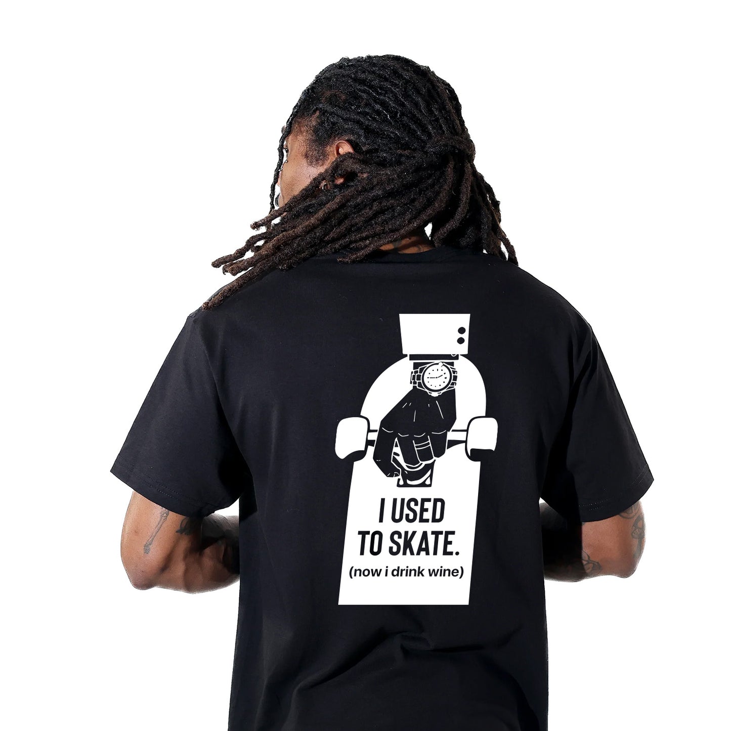 I Used To Skate Now I Drink Wine T-Shirt | Storied Skateboarding