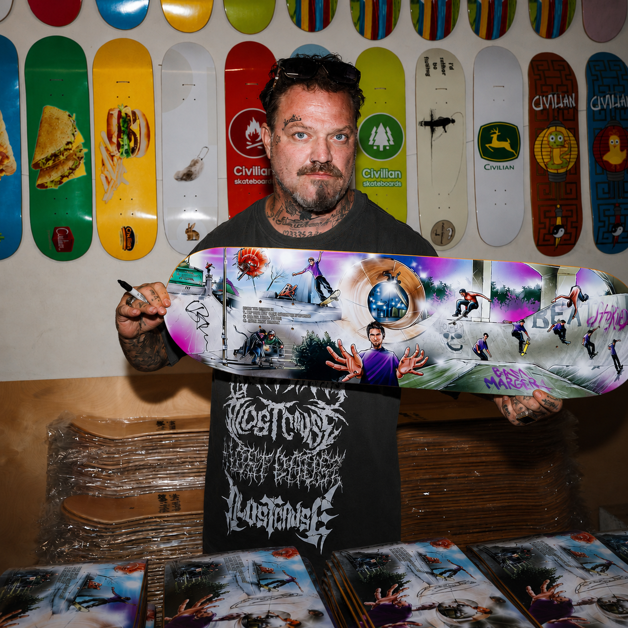 Official Bam Margera Autographed Skateboard Deck – 100% Skateboarder Limited Edition