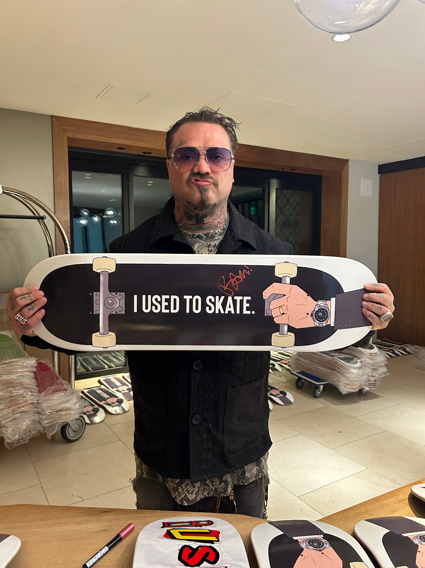 Limited Edition Bam Margera Autographed 'I Used to Skate' Mall Grab Board
