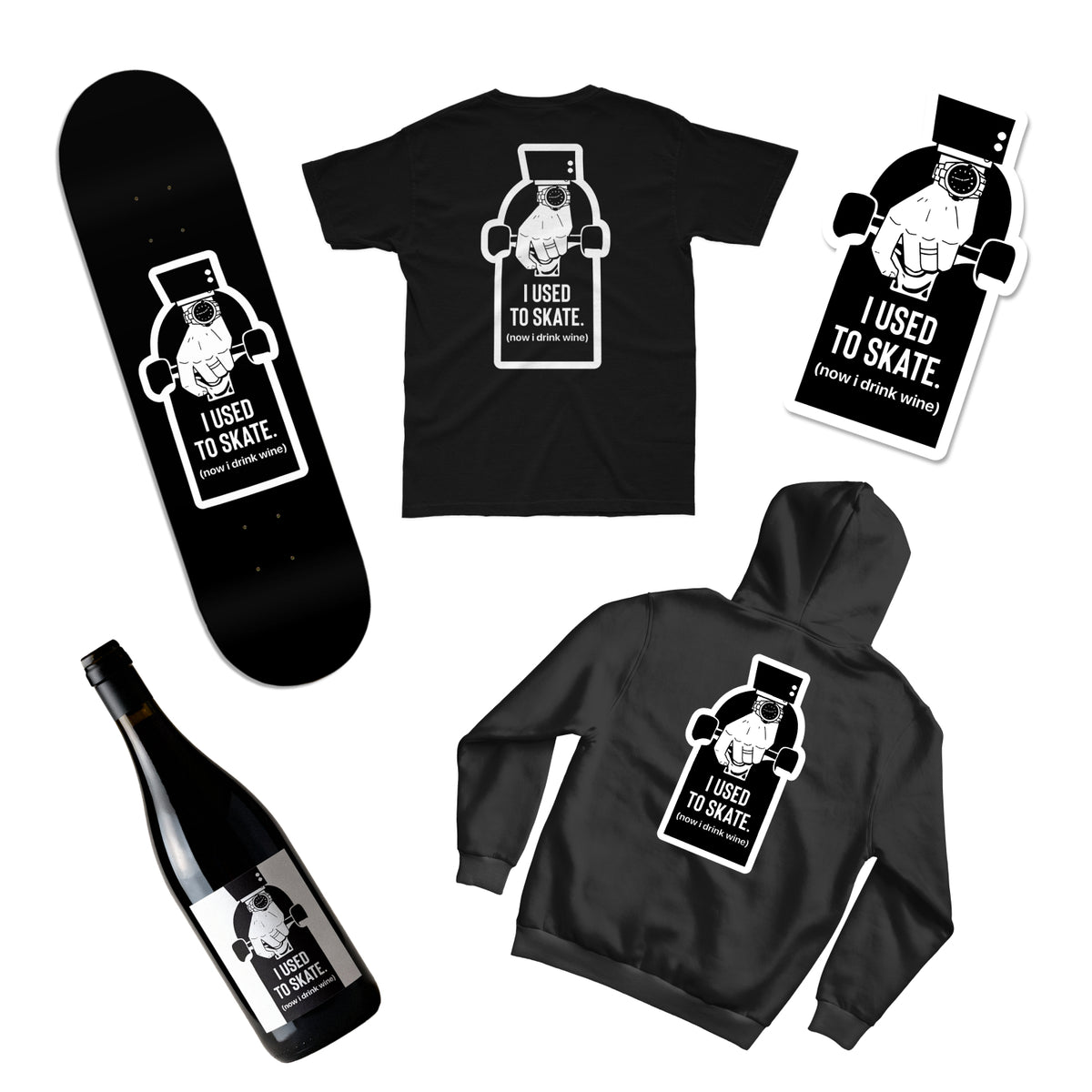 I Used to Skate x Now I Drink Wine Capsule | Hoodie, Tee, Deck & Sticker