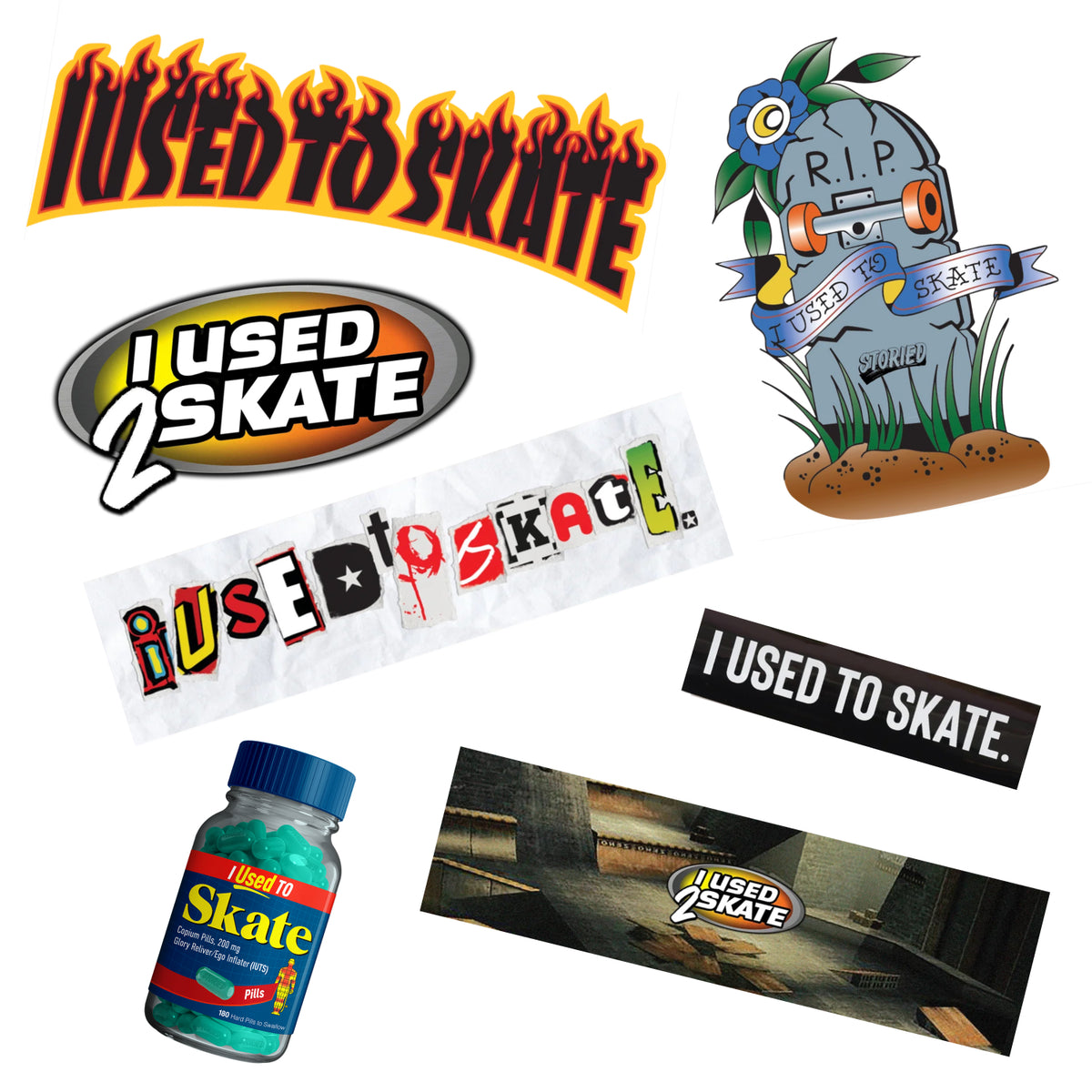 9-Pack 'I Used to Skate' Sticker Bundle