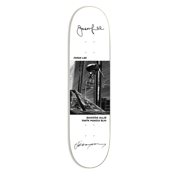 Jason Lee Autographed Skateboard Deck | Backside Ollie Santa