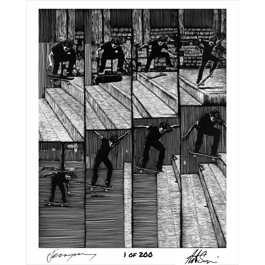 (Pre-Sale) Arto Saari 'Fakie Flip MACBA' Autographed Lithographic Print – 16×20 | Jeremy Wray Artist Series