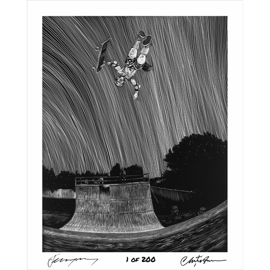 Limited Edition Christian Hosoi & Jeremy Wray 'Perfect Ramp’ Christ Air Autographed Lithographic Print – 16×20